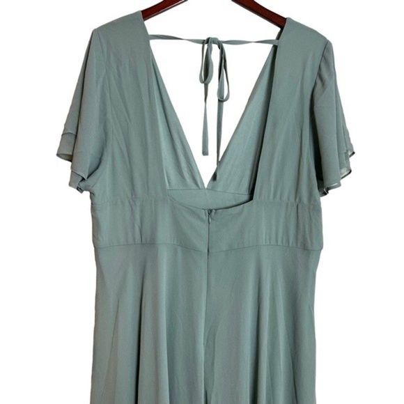 SOLD NWT Lulus Promise Of Love Sage Brush Flutter Sleeve Maxi Dress Size 2X - Picture 7 of 16